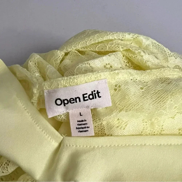 Open Edit Sheer Lace Long Sleeve Maxi Dress Yellow Elfin Size Large - Picture 11 of 13